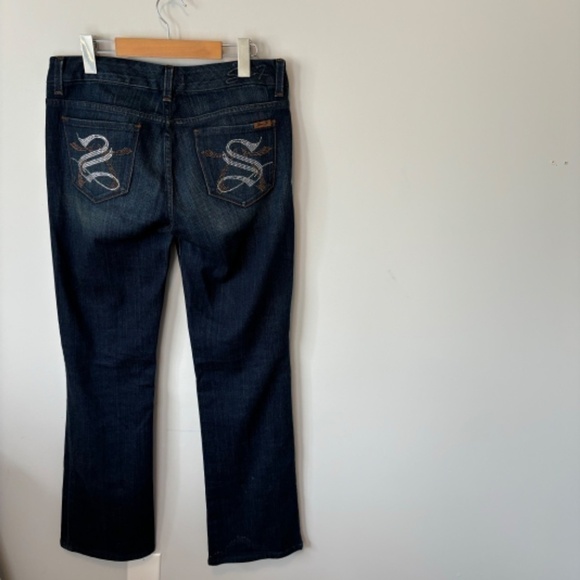 Seven7 Women's Bootcut Bling Pocket Dark Wash Mid Rise Blue Jeans, SZ 30 - Picture 7 of 7